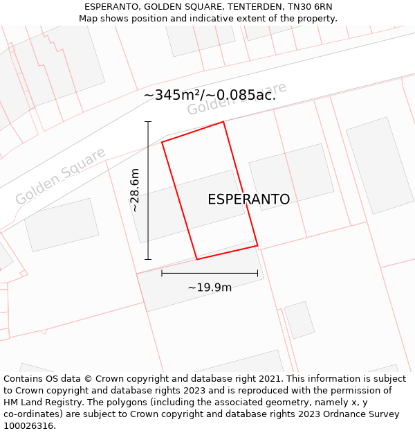 ESPERANTO, GOLDEN SQUARE, TENTERDEN, TN30 6RN: Plot and title map