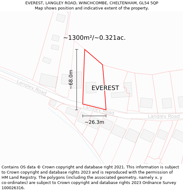 EVEREST, LANGLEY ROAD, WINCHCOMBE, CHELTENHAM, GL54 5QP: Plot and title map