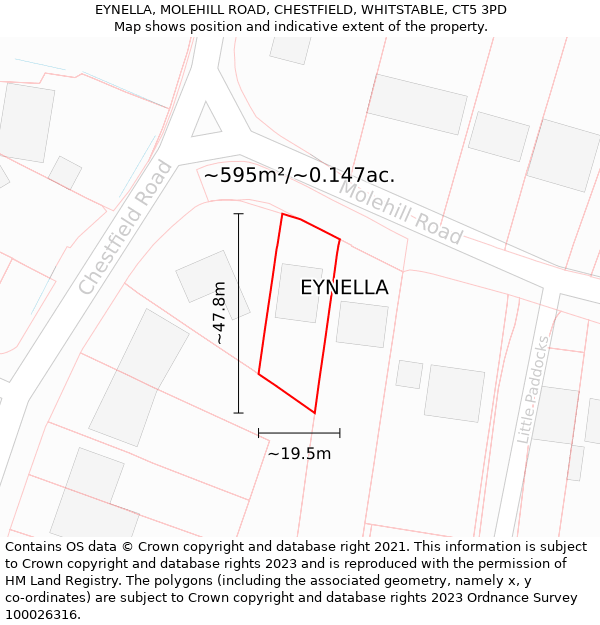 EYNELLA, MOLEHILL ROAD, CHESTFIELD, WHITSTABLE, CT5 3PD: Plot and title map