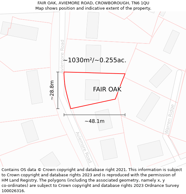 FAIR OAK, AVIEMORE ROAD, CROWBOROUGH, TN6 1QU: Plot and title map