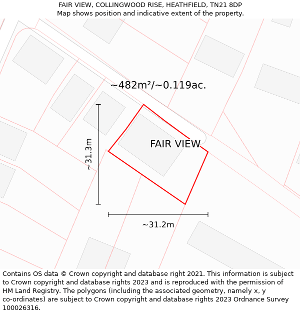 FAIR VIEW, COLLINGWOOD RISE, HEATHFIELD, TN21 8DP: Plot and title map