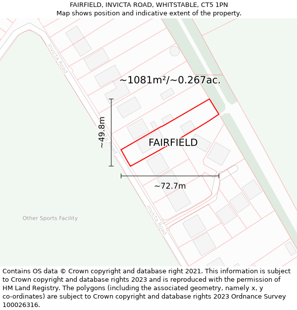 FAIRFIELD, INVICTA ROAD, WHITSTABLE, CT5 1PN: Plot and title map