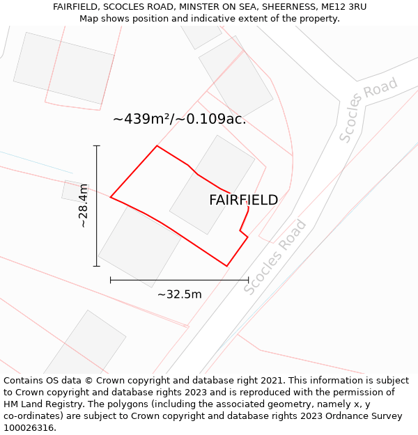 FAIRFIELD, SCOCLES ROAD, MINSTER ON SEA, SHEERNESS, ME12 3RU: Plot and title map