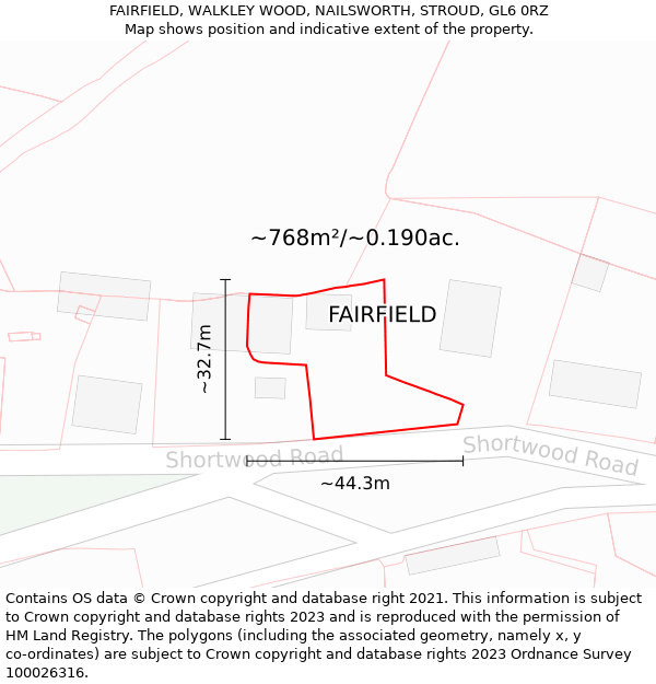 FAIRFIELD, WALKLEY WOOD, NAILSWORTH, STROUD, GL6 0RZ: Plot and title map