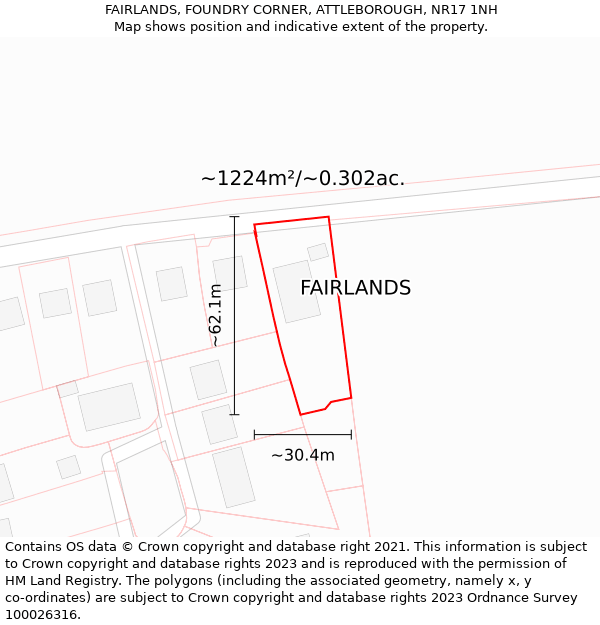 FAIRLANDS, FOUNDRY CORNER, ATTLEBOROUGH, NR17 1NH: Plot and title map