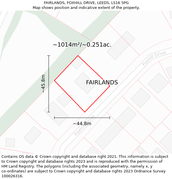 FAIRLANDS, FOXHILL DRIVE, LEEDS, LS16 5PG: Plot and title map