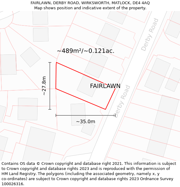 FAIRLAWN, DERBY ROAD, WIRKSWORTH, MATLOCK, DE4 4AQ: Plot and title map