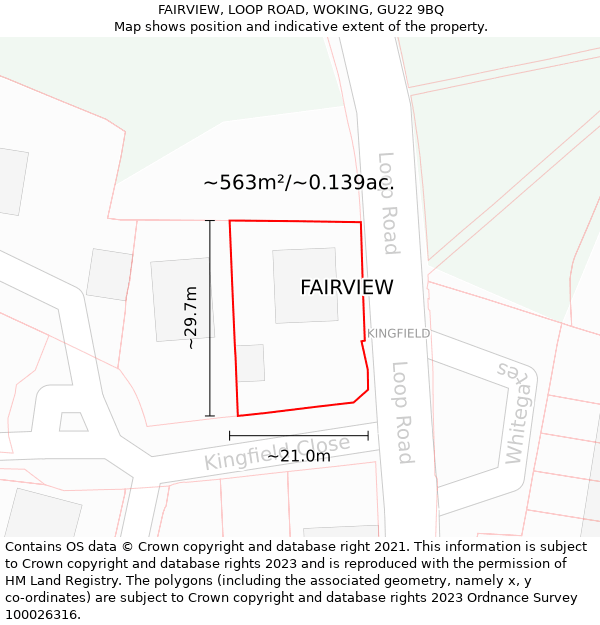 FAIRVIEW, LOOP ROAD, WOKING, GU22 9BQ: Plot and title map