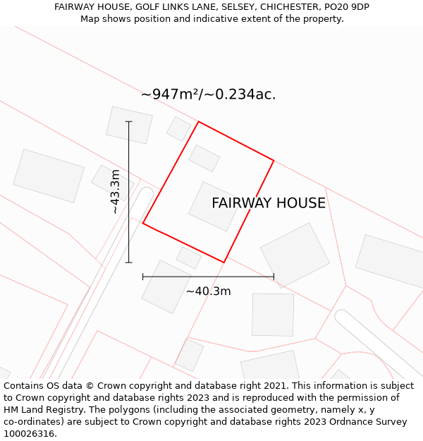 FAIRWAY HOUSE, GOLF LINKS LANE, SELSEY, CHICHESTER, PO20 9DP: Plot and title map