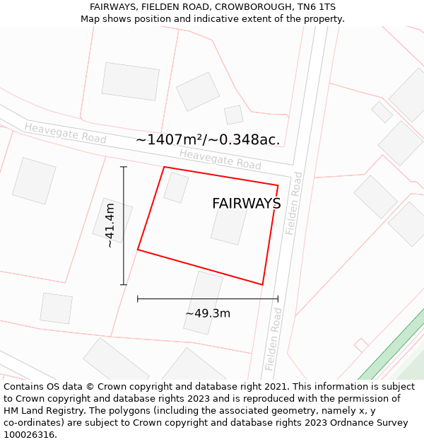 FAIRWAYS, FIELDEN ROAD, CROWBOROUGH, TN6 1TS: Plot and title map