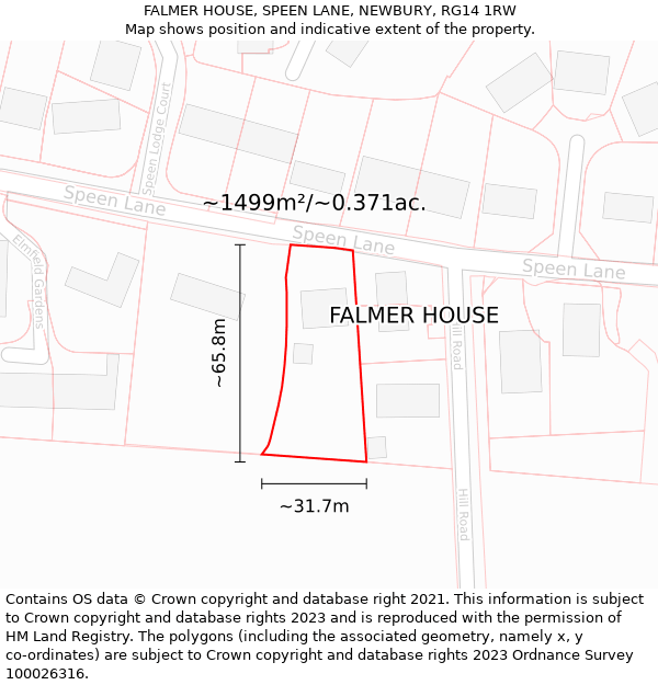 FALMER HOUSE, SPEEN LANE, NEWBURY, RG14 1RW: Plot and title map