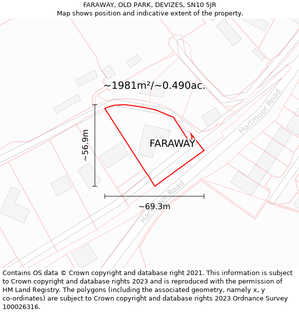 FARAWAY, OLD PARK, DEVIZES, SN10 5JR: Plot and title map