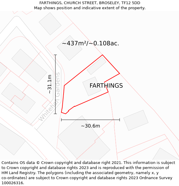 FARTHINGS, CHURCH STREET, BROSELEY, TF12 5DD: Plot and title map