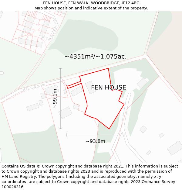 FEN HOUSE, FEN WALK, WOODBRIDGE, IP12 4BG: Plot and title map