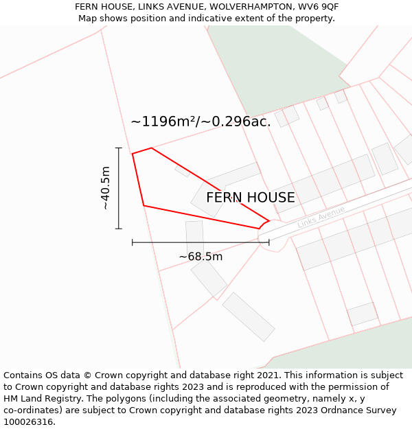 FERN HOUSE, LINKS AVENUE, WOLVERHAMPTON, WV6 9QF: Plot and title map