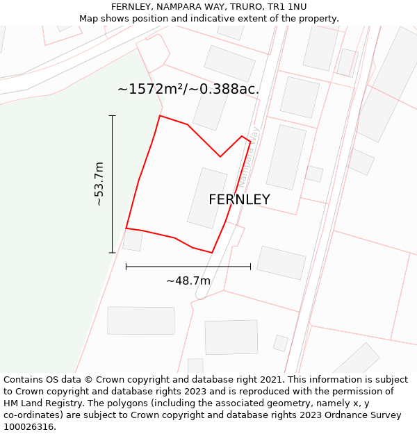 FERNLEY, NAMPARA WAY, TRURO, TR1 1NU: Plot and title map