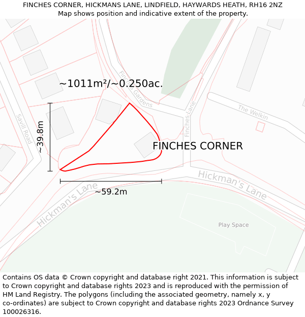 FINCHES CORNER, HICKMANS LANE, LINDFIELD, HAYWARDS HEATH, RH16 2NZ: Plot and title map