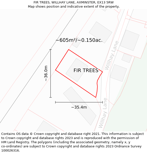 FIR TREES, WILLHAY LANE, AXMINSTER, EX13 5RW: Plot and title map