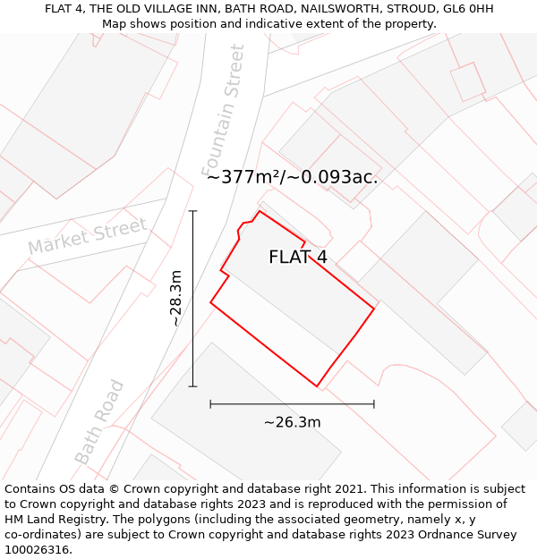 FLAT 4, THE OLD VILLAGE INN, BATH ROAD, NAILSWORTH, STROUD, GL6 0HH: Plot and title map