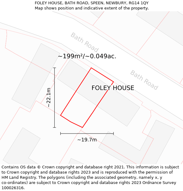 FOLEY HOUSE, BATH ROAD, SPEEN, NEWBURY, RG14 1QY: Plot and title map