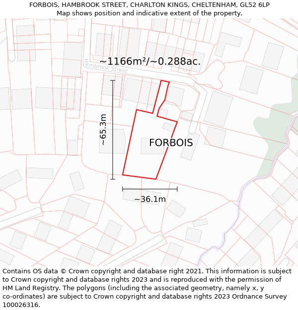 FORBOIS, HAMBROOK STREET, CHARLTON KINGS, CHELTENHAM, GL52 6LP: Plot and title map