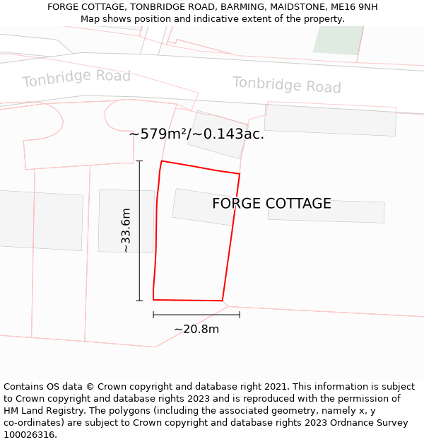 FORGE COTTAGE, TONBRIDGE ROAD, BARMING, MAIDSTONE, ME16 9NH: Plot and title map