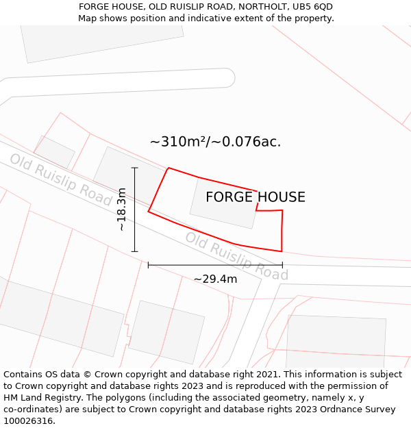 FORGE HOUSE, OLD RUISLIP ROAD, NORTHOLT, UB5 6QD: Plot and title map