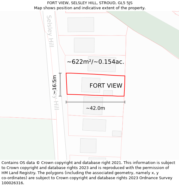 FORT VIEW, SELSLEY HILL, STROUD, GL5 5JS: Plot and title map