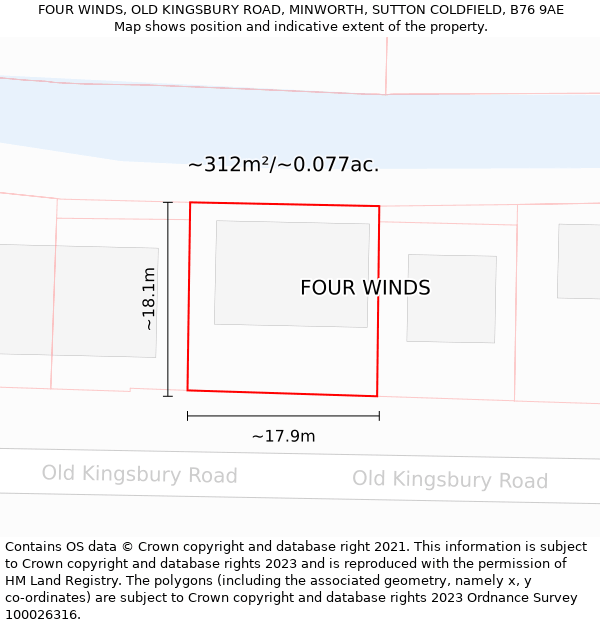 FOUR WINDS, OLD KINGSBURY ROAD, MINWORTH, SUTTON COLDFIELD, B76 9AE: Plot and title map