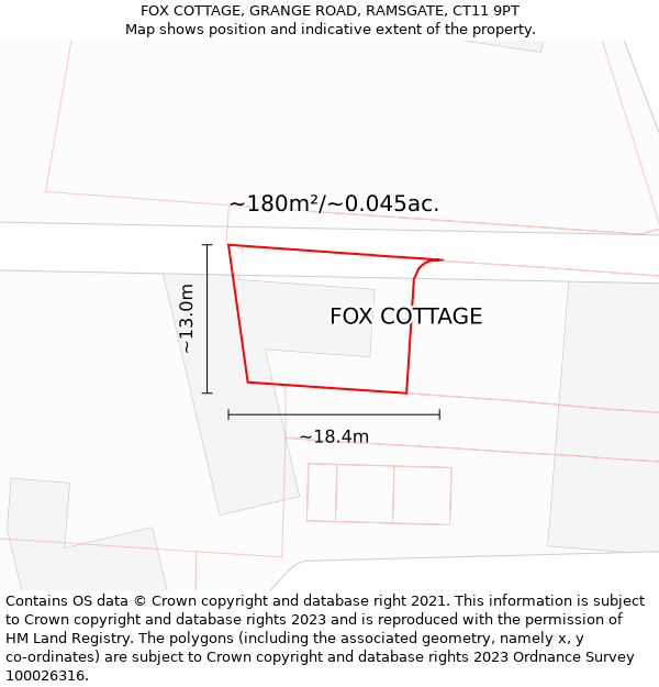 FOX COTTAGE, GRANGE ROAD, RAMSGATE, CT11 9PT: Plot and title map