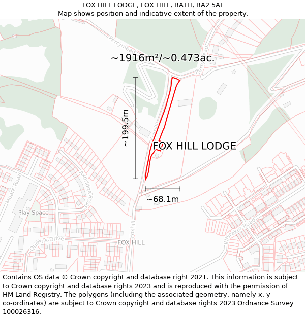 FOX HILL LODGE, FOX HILL, BATH, BA2 5AT: Plot and title map