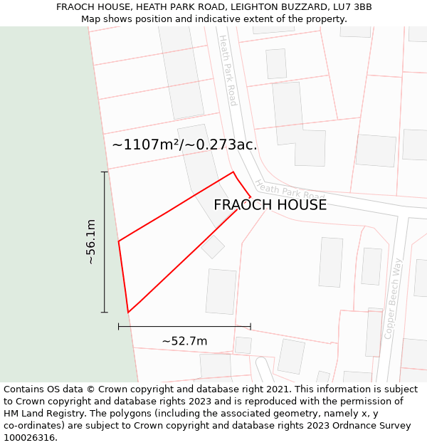 FRAOCH HOUSE, HEATH PARK ROAD, LEIGHTON BUZZARD, LU7 3BB: Plot and title map