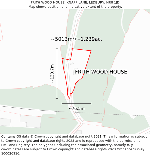 FRITH WOOD HOUSE, KNAPP LANE, LEDBURY, HR8 1JD: Plot and title map