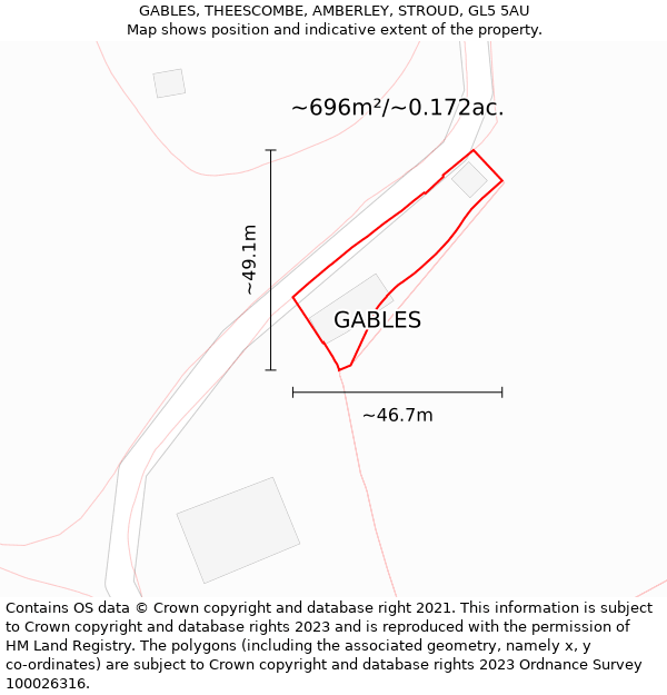 GABLES, THEESCOMBE, AMBERLEY, STROUD, GL5 5AU: Plot and title map