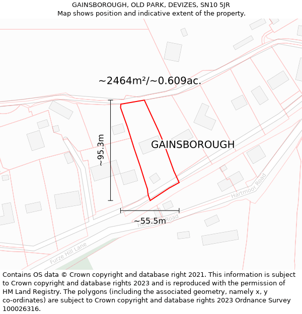 GAINSBOROUGH, OLD PARK, DEVIZES, SN10 5JR: Plot and title map