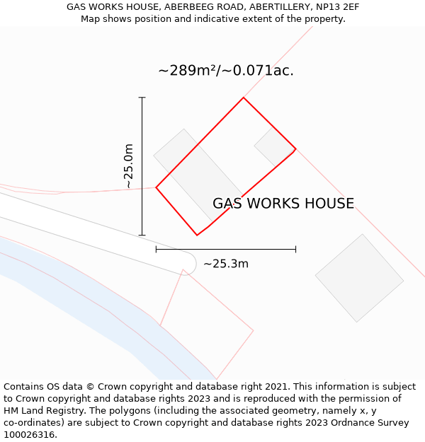 GAS WORKS HOUSE, ABERBEEG ROAD, ABERTILLERY, NP13 2EF: Plot and title map