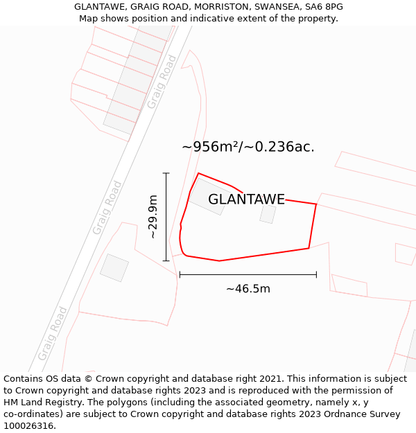 GLANTAWE, GRAIG ROAD, MORRISTON, SWANSEA, SA6 8PG: Plot and title map