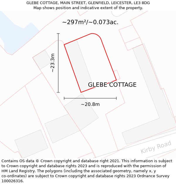 GLEBE COTTAGE, MAIN STREET, GLENFIELD, LEICESTER, LE3 8DG: Plot and title map