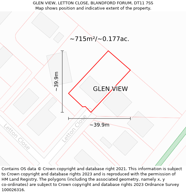 GLEN VIEW, LETTON CLOSE, BLANDFORD FORUM, DT11 7SS: Plot and title map