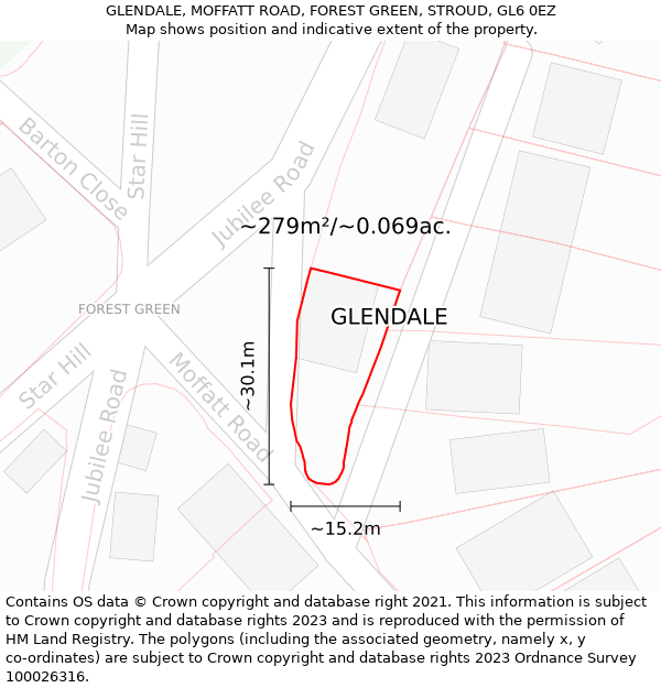 GLENDALE, MOFFATT ROAD, FOREST GREEN, STROUD, GL6 0EZ: Plot and title map