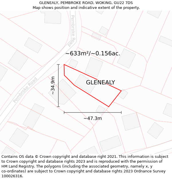 GLENEALY, PEMBROKE ROAD, WOKING, GU22 7DS: Plot and title map