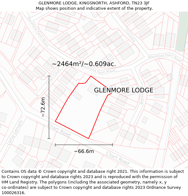 GLENMORE LODGE, KINGSNORTH, ASHFORD, TN23 3JF: Plot and title map