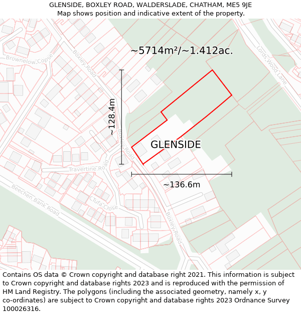 GLENSIDE, BOXLEY ROAD, WALDERSLADE, CHATHAM, ME5 9JE: Plot and title map