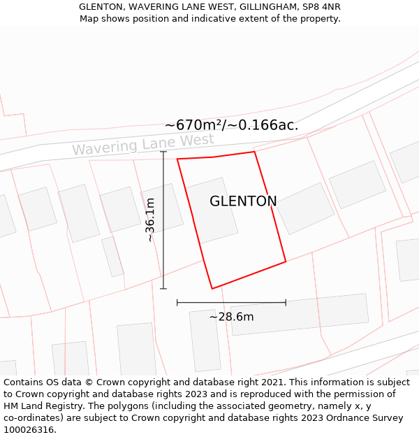 GLENTON, WAVERING LANE WEST, GILLINGHAM, SP8 4NR: Plot and title map