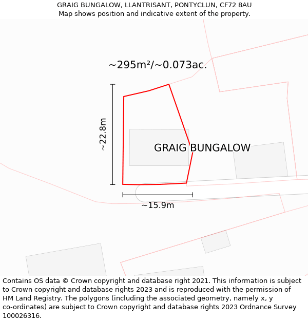 GRAIG BUNGALOW, LLANTRISANT, PONTYCLUN, CF72 8AU: Plot and title map