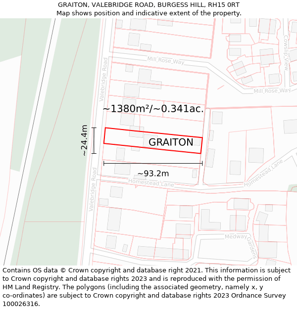 GRAITON, VALEBRIDGE ROAD, BURGESS HILL, RH15 0RT: Plot and title map