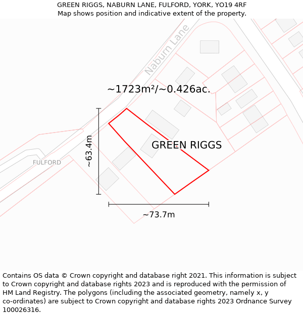 GREEN RIGGS, NABURN LANE, FULFORD, YORK, YO19 4RF: Plot and title map