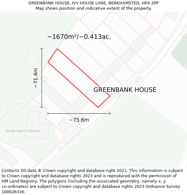 GREENBANK HOUSE, IVY HOUSE LANE, BERKHAMSTED, HP4 2PP: Plot and title map