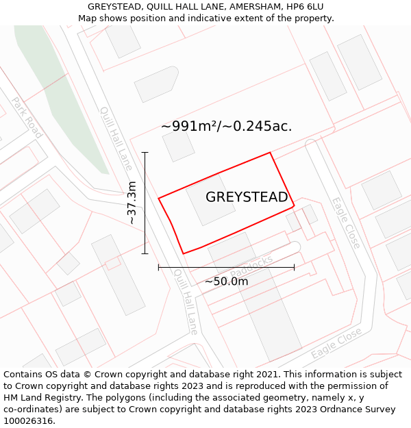 GREYSTEAD, QUILL HALL LANE, AMERSHAM, HP6 6LU: Plot and title map