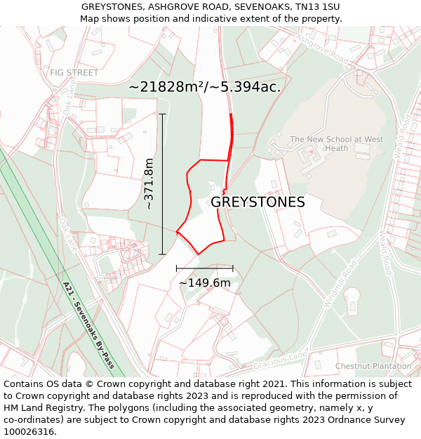 GREYSTONES, ASHGROVE ROAD, SEVENOAKS, TN13 1SU: Plot and title map